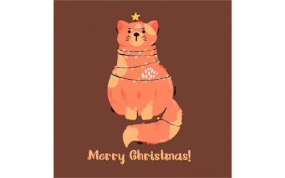 Рождественская открытка с кошкой