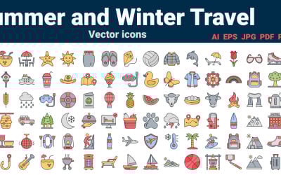 Téli és nyári utazási ikonok csomag | AI | EPS | SVG