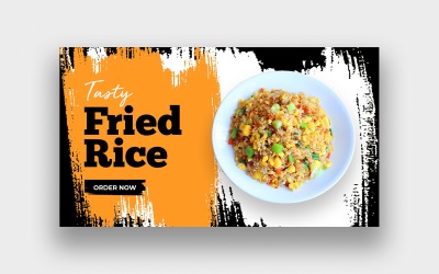 Design de miniatura do YouTube de comida saborosa de arroz frito