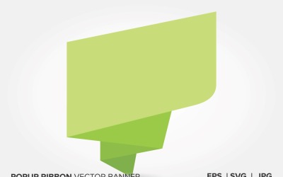 Light Green Color Popup Ribbon Vector Banner