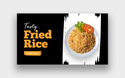 Plantilla de miniatura de YouTube de comida de arroz frito sabroso