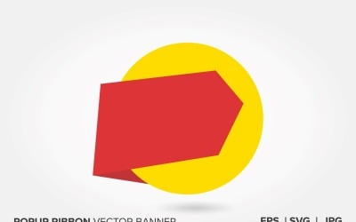 Bannière de vecteur de ruban popup de couleur jaune et rouge