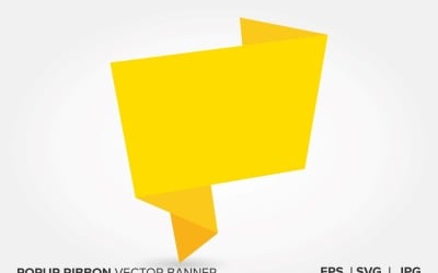 Banner de vetor de fita pop-up de cor amarela