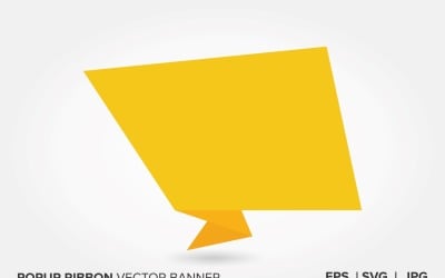 Yellow Color Popup Ribbon Vector Banner.