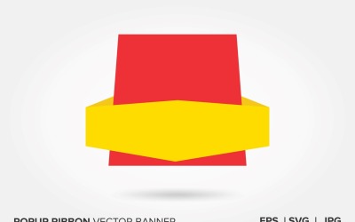 Banner de vector de cinta emergente de color amarillo y rojo.