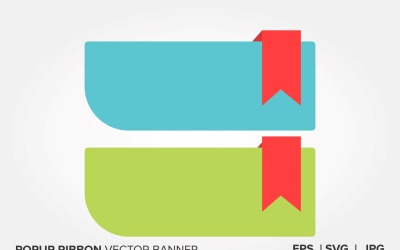 Blue And Light Green  Color Popup Ribbon Vector Banner