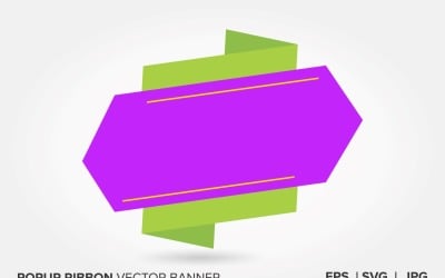 Light Green And Purple Color Popup Ribbon Vector Banner.