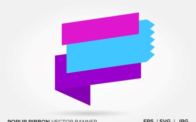 Magenta And Blue Color Popup Ribbon Vector Banner