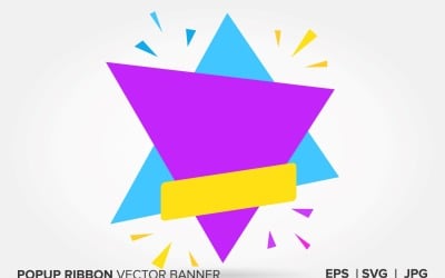 Purple And Blue  Color Popup Ribbon Vector Banner