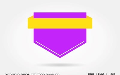 Purple  And Yellow Color Popup Ribbon Vector Banner