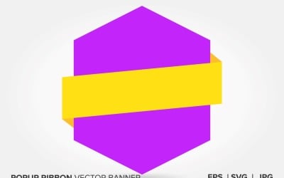 Purple And Yellow Color  Popup Ribbon Vector Banner