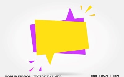 Purple And Yellow  Color Popup Ribbon Vector Banner