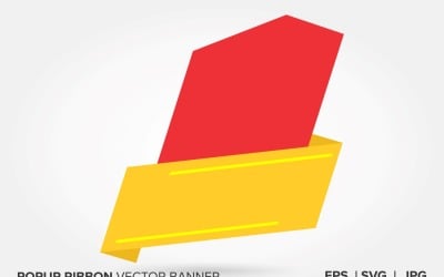Banner de vetor de fita pop-up de cor vermelha e amarela escura