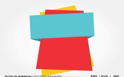 Banner de vetor de fita pop-up de cor vermelha e azul-petróleo