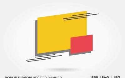 Röd och gul färg Popup Ribbon Vector Banner.
