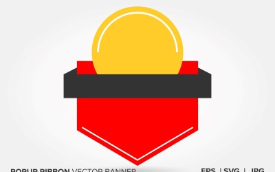 Red And Yellow Color Popup Ribbon  Vector Banner