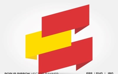 Banner de vetor de fita pop-up de cor vermelha e amarela