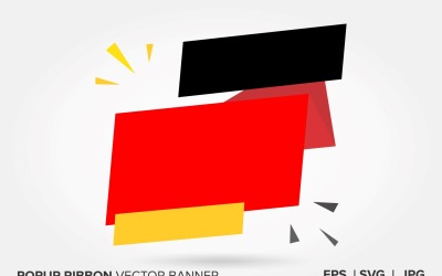 Yellow And Black Color Popup Ribbon Vector Banner.