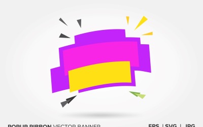 Banner de vector de cinta emergente de color amarillo y magenta