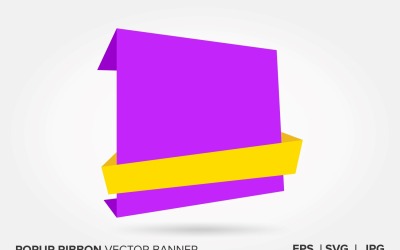 Yellow And Purple Color Popup Ribbon Vector Banner
