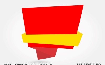 Banner de vetor de fita pop-up de cor amarela e vermelha.