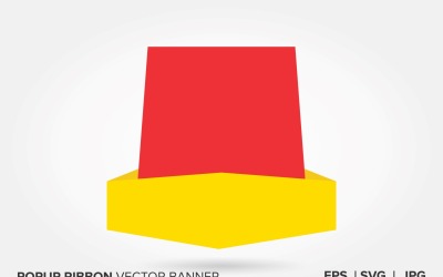 Yellow And Red Color Popup Ribbon Vector Banner.