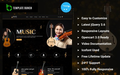 Beats Guitar - 电子商务的响应式 OpenCart 主题