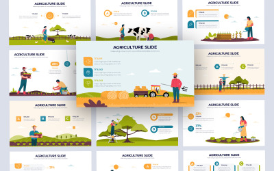 Mezőgazdaság vektoros infografika PowerPoint sablon