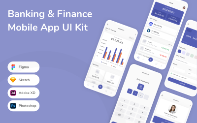 Kit di interfaccia utente dell&amp;#39;app mobile per banche e finanza