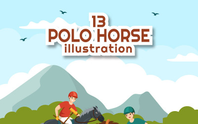 13 Illustrazione del giocatore di sport del cavallo di polo