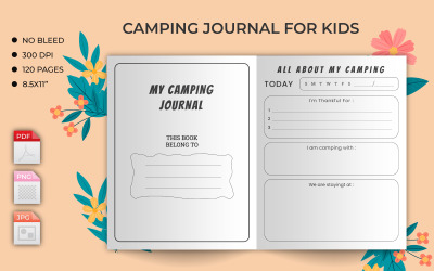 Kniha deníků plánovače kempování pro děti