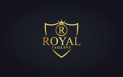 Royal Letter R Concept Design con modello di logo a forma di corona