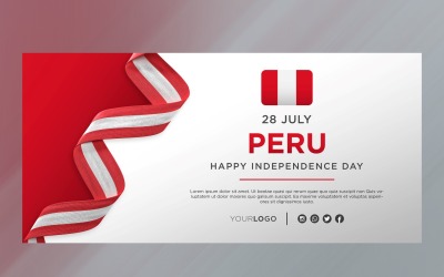 Bandeira de celebração do dia da independência nacional do Peru, aniversário nacional