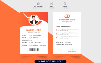 Cartão de identidade do escritório para funcionários