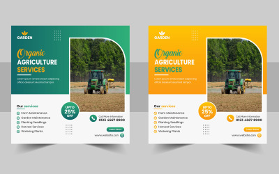 Mezőgazdasági mezőgazdasági szolgáltatás közösségi médiában közzétett banner sablon és mezőgazdasági szórólap tervezés