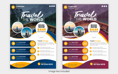 Vector reizen vakantie flyer ontwerp en brochure voorbladsjabloon voor reisbureau