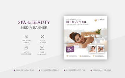 Woman Spa And Beauty Care Social Media Post Template