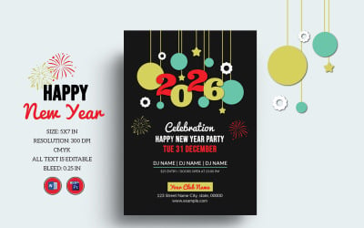 Modelo de Convite para Festa de Ano Novo Imprimível