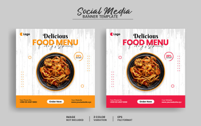 Modern delicious food menu social media post banner template and food flyer