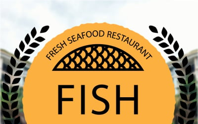 Plantilla de logotipo de restaurante de pescado vintage