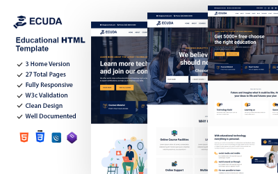 Ecuda - Plantilla HTML para educación y cursos en línea