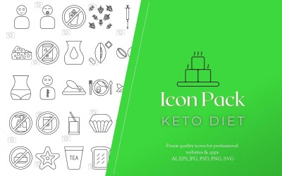 Ikonpaket: 50 Keto Diet-ikoner