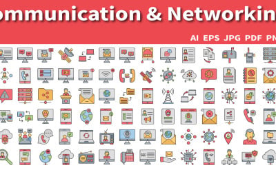 Kommunikations- und Netzwerksymbole | KI | EPS | SVG