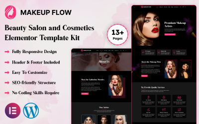 Makeup Flow - Schönheitssalon und Kosmetik Elementor Template Kit