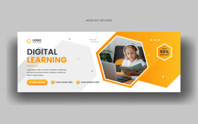 Plantilla de banner de portada de facebook de redes sociales de educación de aprendizaje en línea