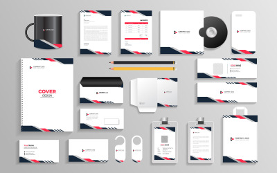 Artigos de papelaria de escritório e modelo de identidade de marca corporativa para elemento vetorial industrial