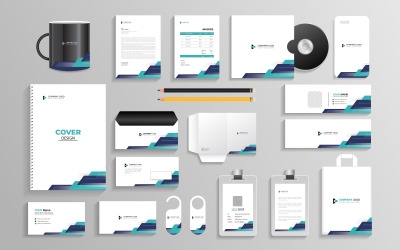 Endüstriyel vektör tasarımı için ofis kırtasiye ürünleri ve Kurumsal marka kimliği Şablonu