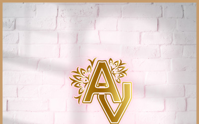 Feminin logotyp med bokstaven A &amp;amp; V