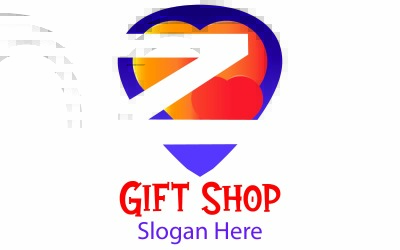 Geschenkeladen in Form von Herzen für Logo-Vorlagen