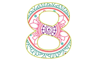 Mandala számozás 8 színes sablon design